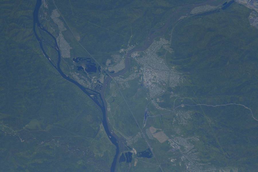 Фото Кузбасса с борта МКС от нашего земляка Александра Гребёнкина